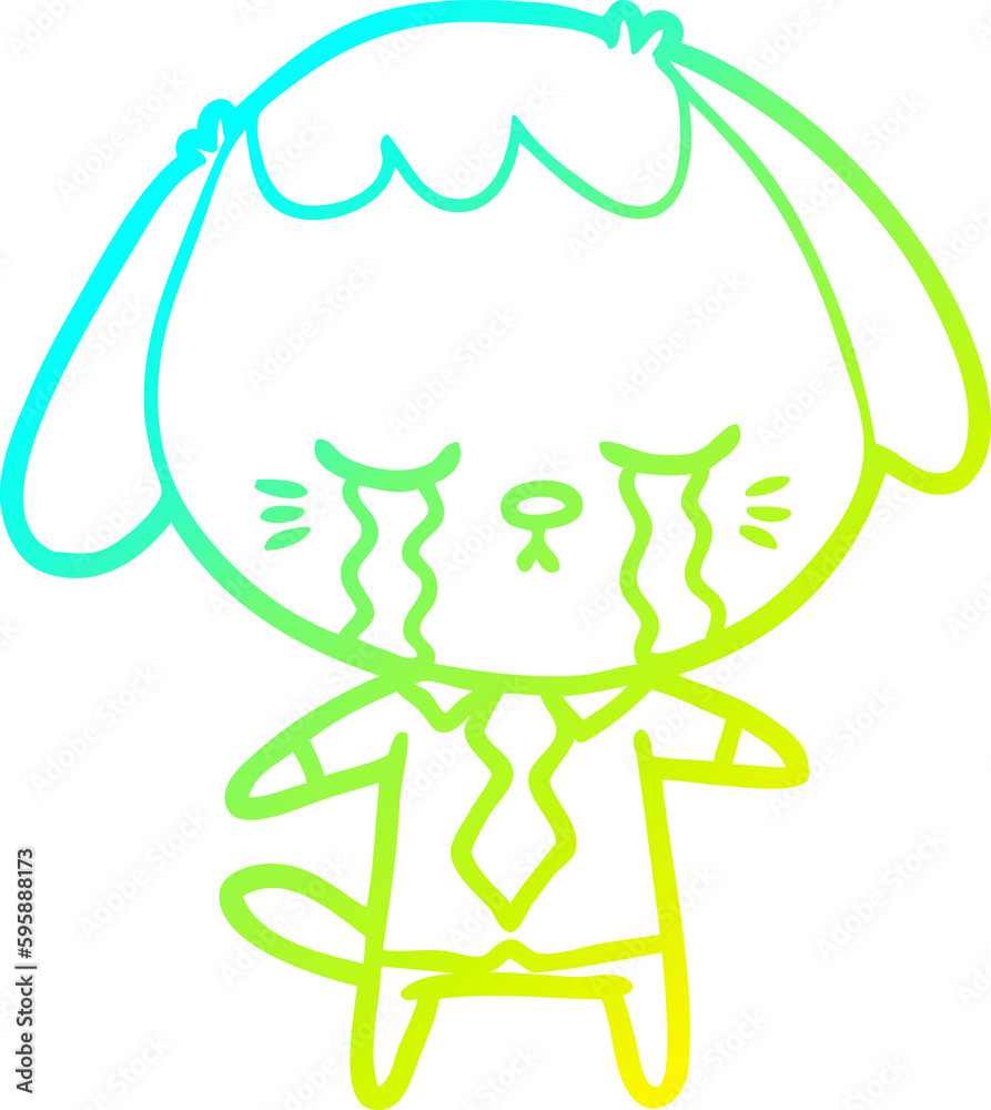 cold gradient line drawing of a cartoon dog crying cold gradient line drawing of a cartoon dog crying