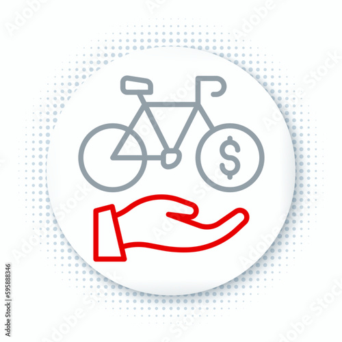 Line Bicycle rental mobile app icon isolated on white background. Smart service for rent bicycles in the city. Mobile app for sharing system. Colorful outline concept. Vector