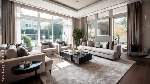 A apartment of a beautiful bright modern style house, generative AI