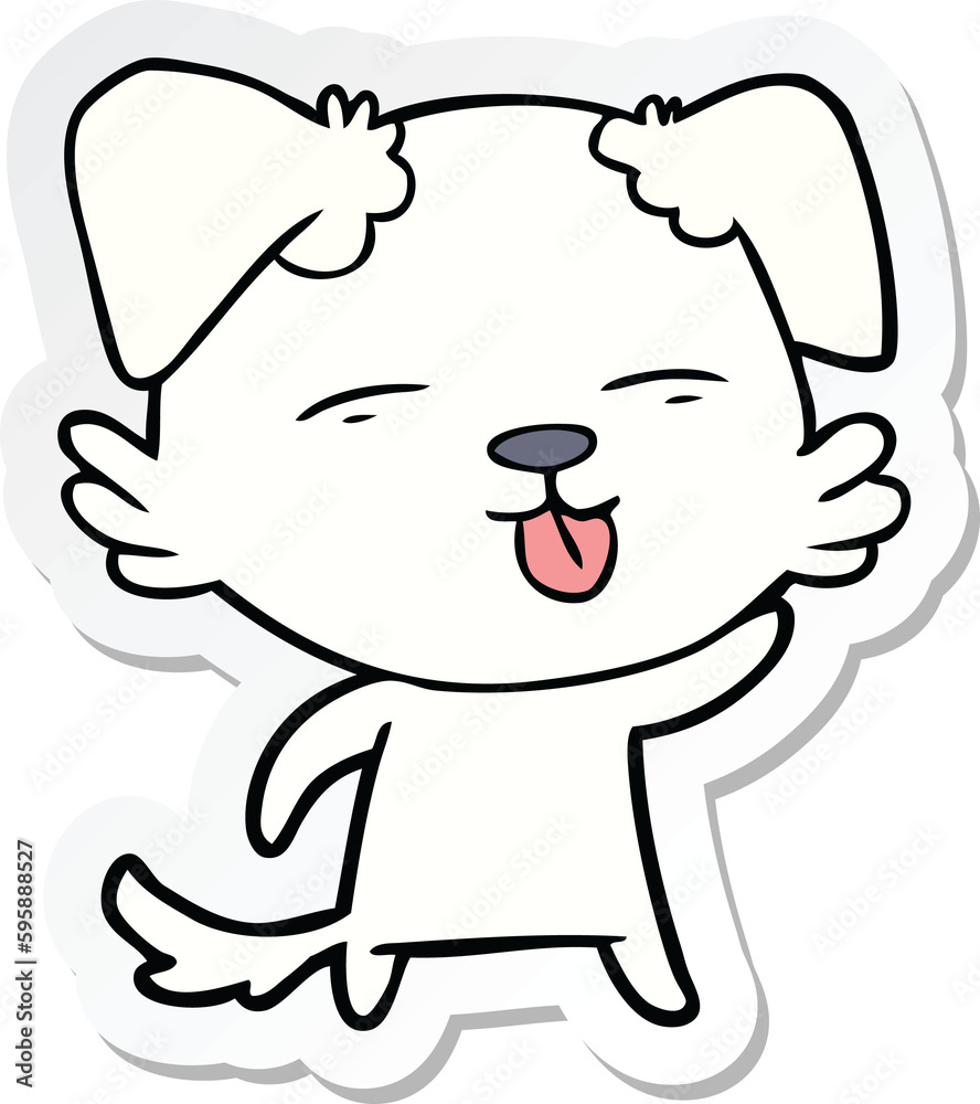 sticker of a cartoon dog sticking out tongue sticker of a cartoon dog sticking out tongue