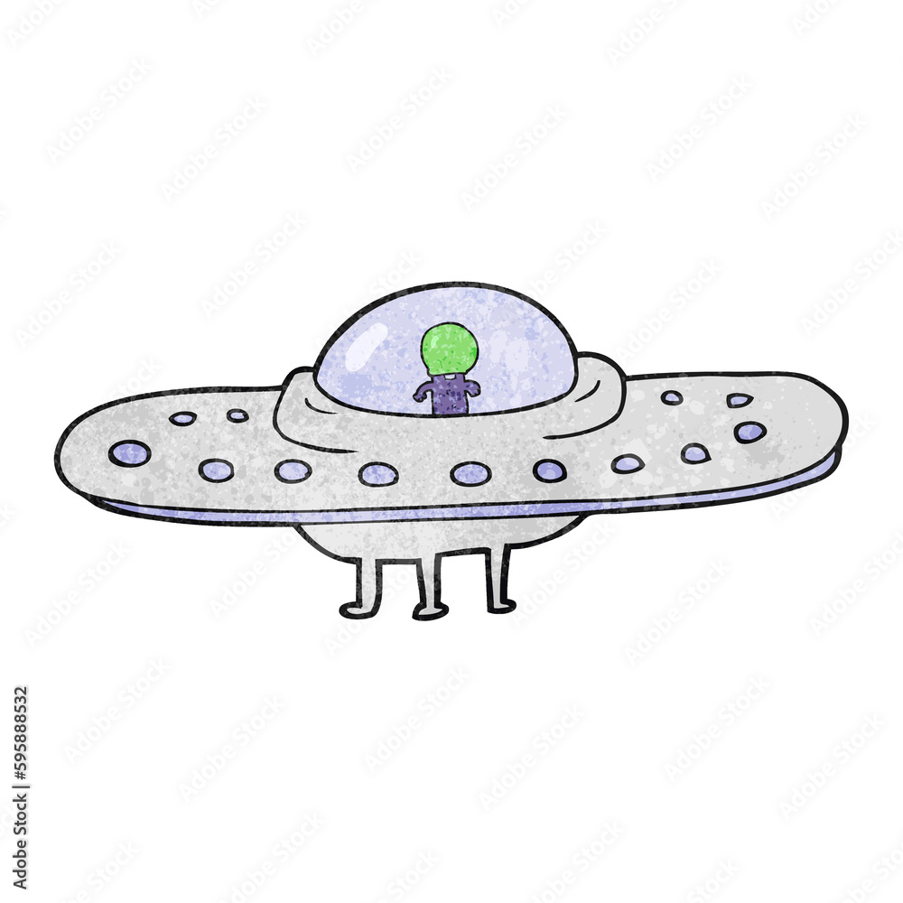 freehand textured cartoon flying saucer freehand textured cartoon flying saucer