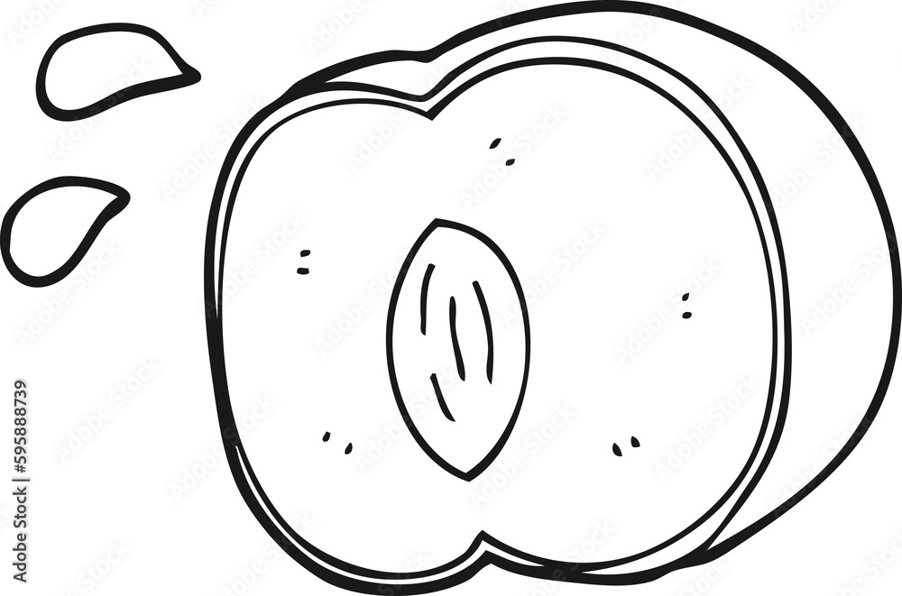 freehand drawn black and white cartoon juicy peach freehand drawn black and white cartoon juicy peach