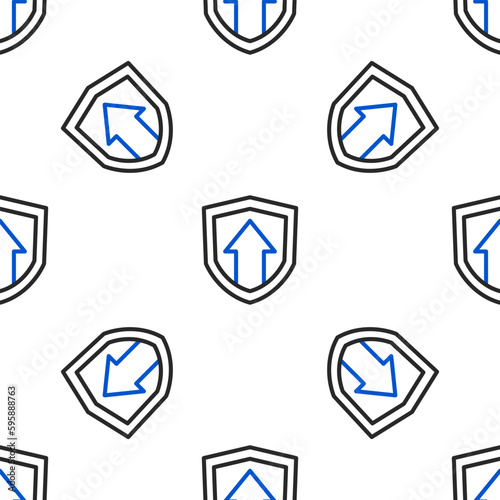 Line Financial growth increase icon isolated seamless pattern on white background. Increasing revenue. Colorful outline concept. Vector