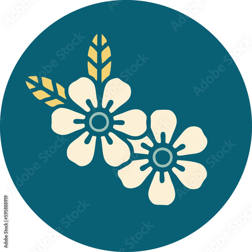 iconic tattoo style image of flowers