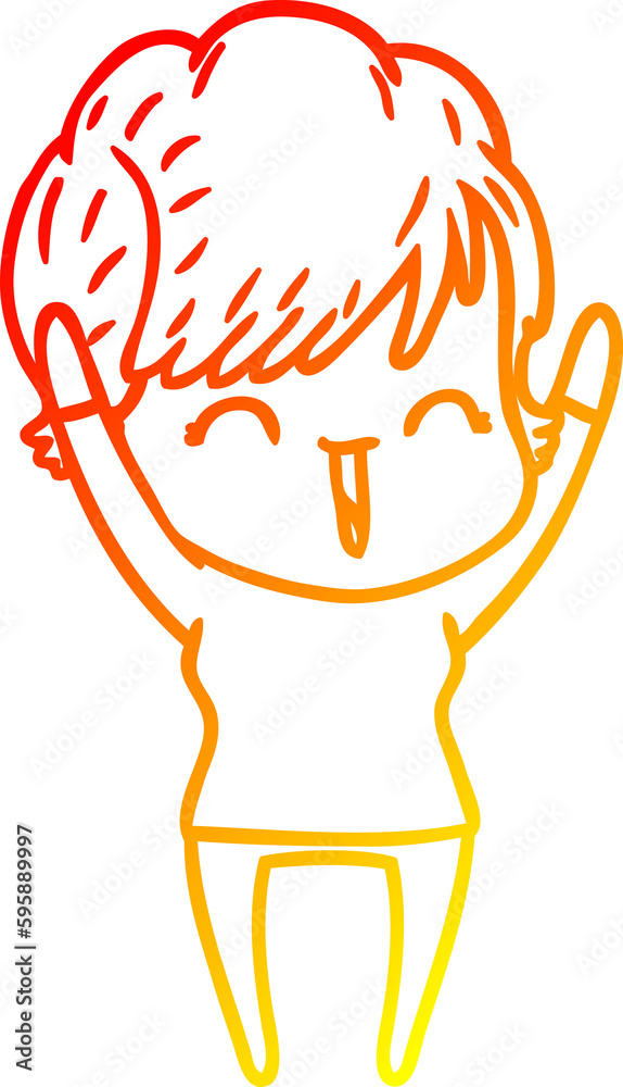 warm gradient line drawing of a cartoon laughing woman warm gradient line drawing of a cartoon laughing woman