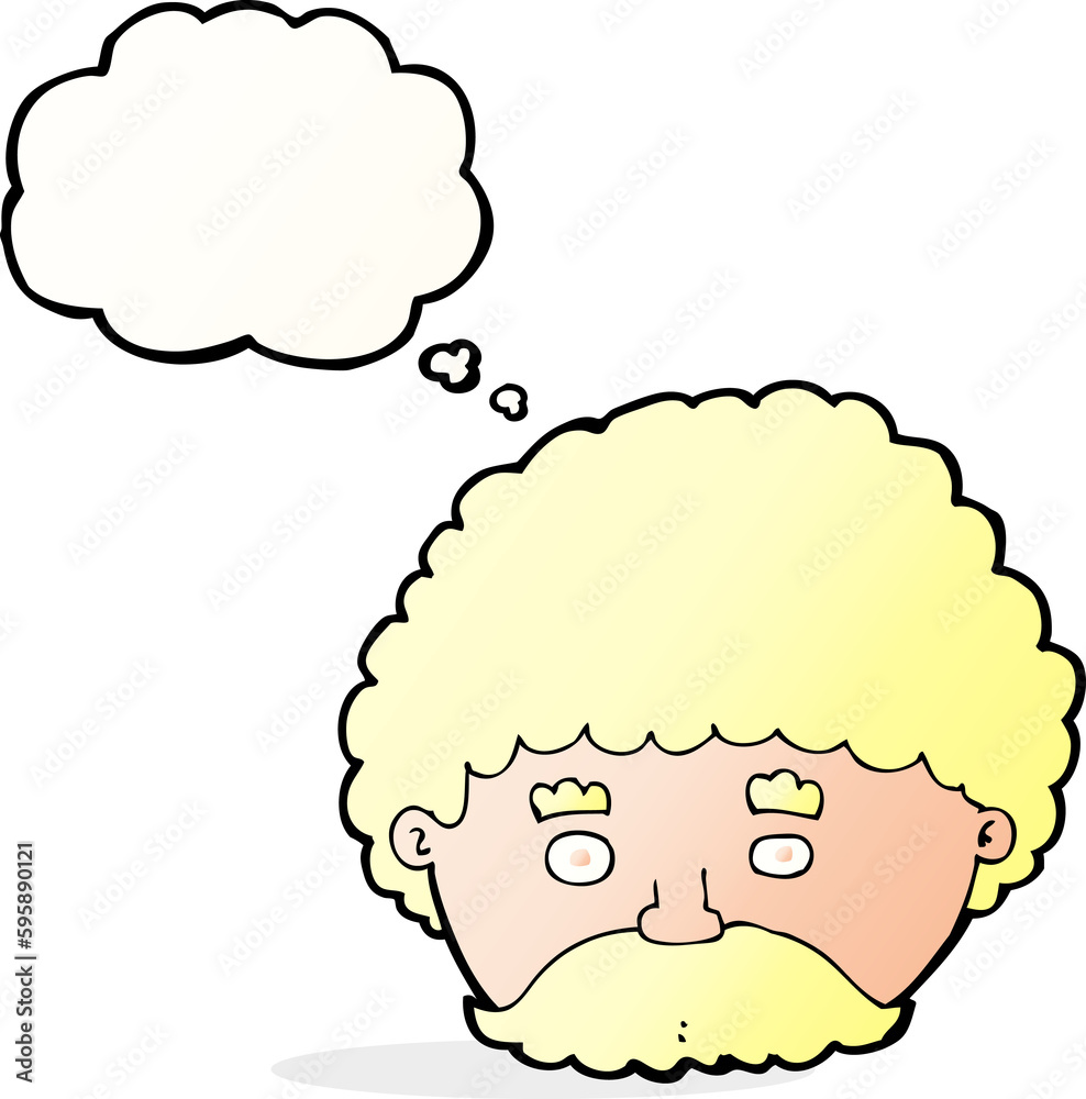 cartoon man with mustache with thought bubble cartoon man with mustache with thought bubble