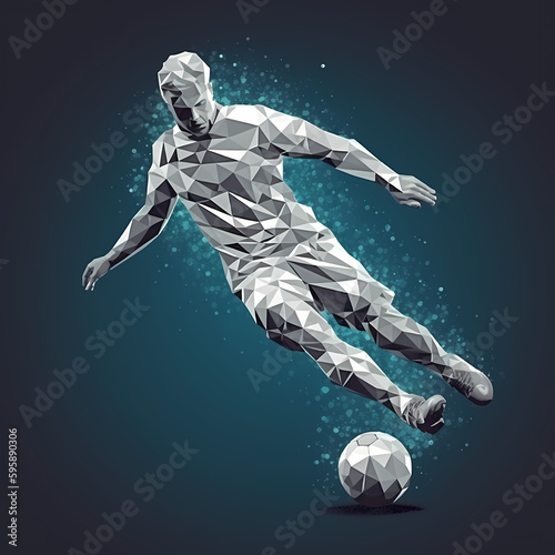 3d soccer or football player kicking ball, Generative AI