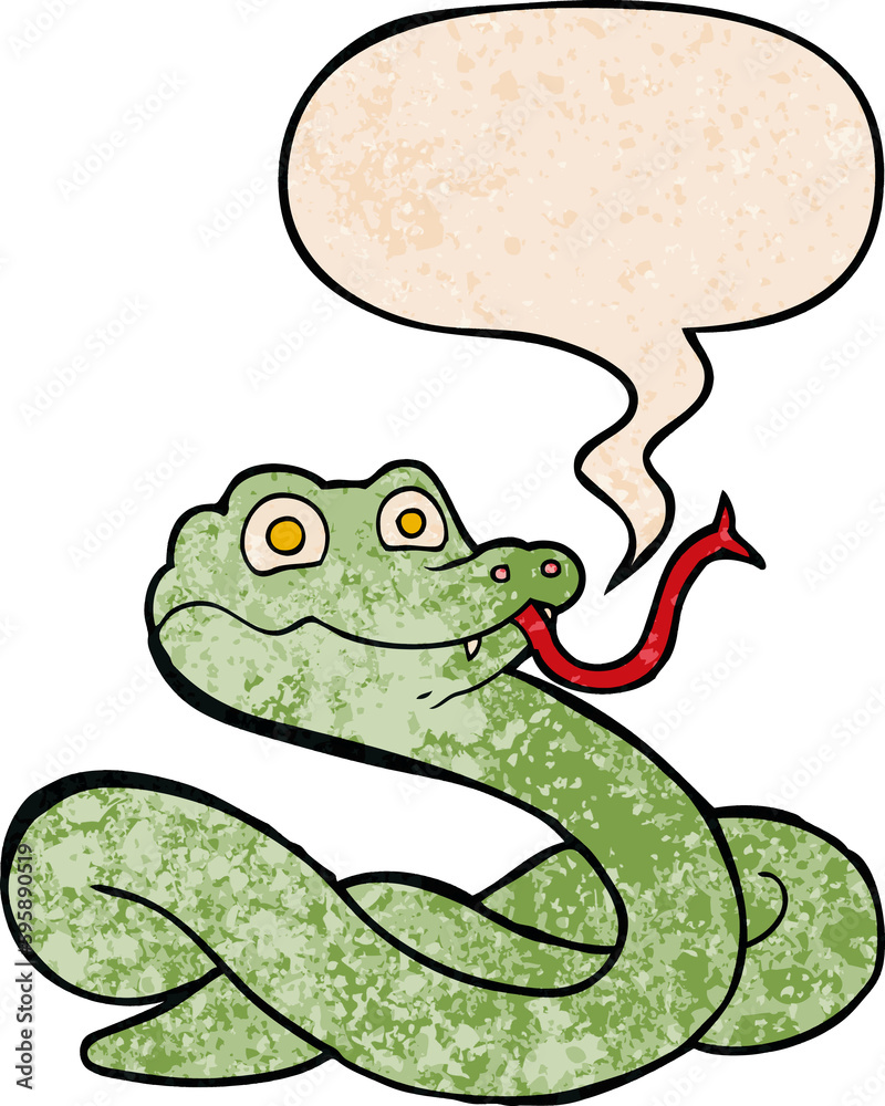 cartoon snake with speech bubble in retro texture style cartoon snake with speech bubble in retro texture style