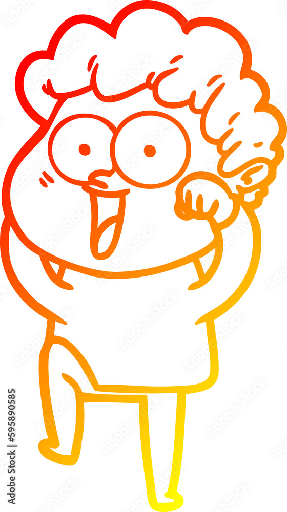 warm gradient line drawing of a cartoon happy man warm gradient line drawing of a cartoon happy man