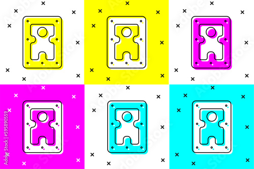 Set Hard disk drive HDD icon isolated on color background. Vector