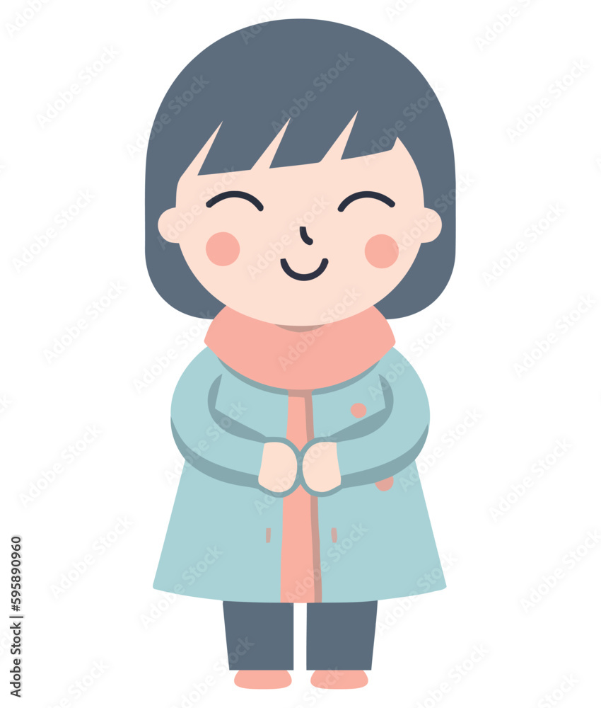 Smiling child in winter coat surrounded by snow Smiling child in winter coat surrounded by snow