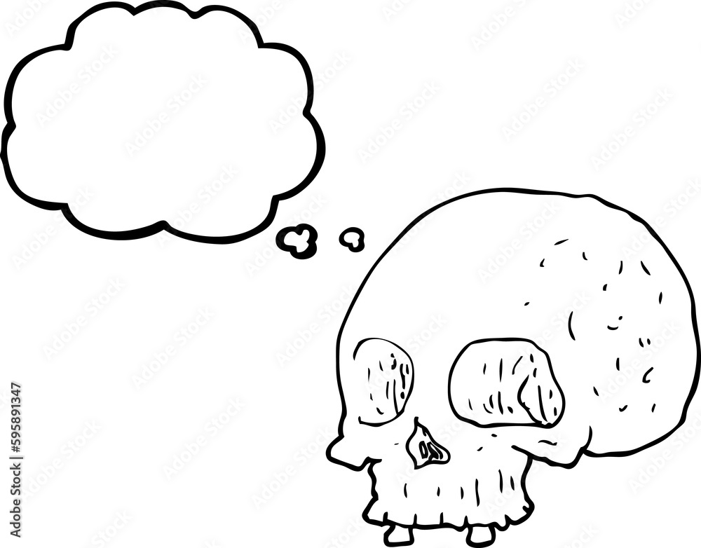 freehand drawn thought bubble cartoon old skull freehand drawn thought bubble cartoon old skull