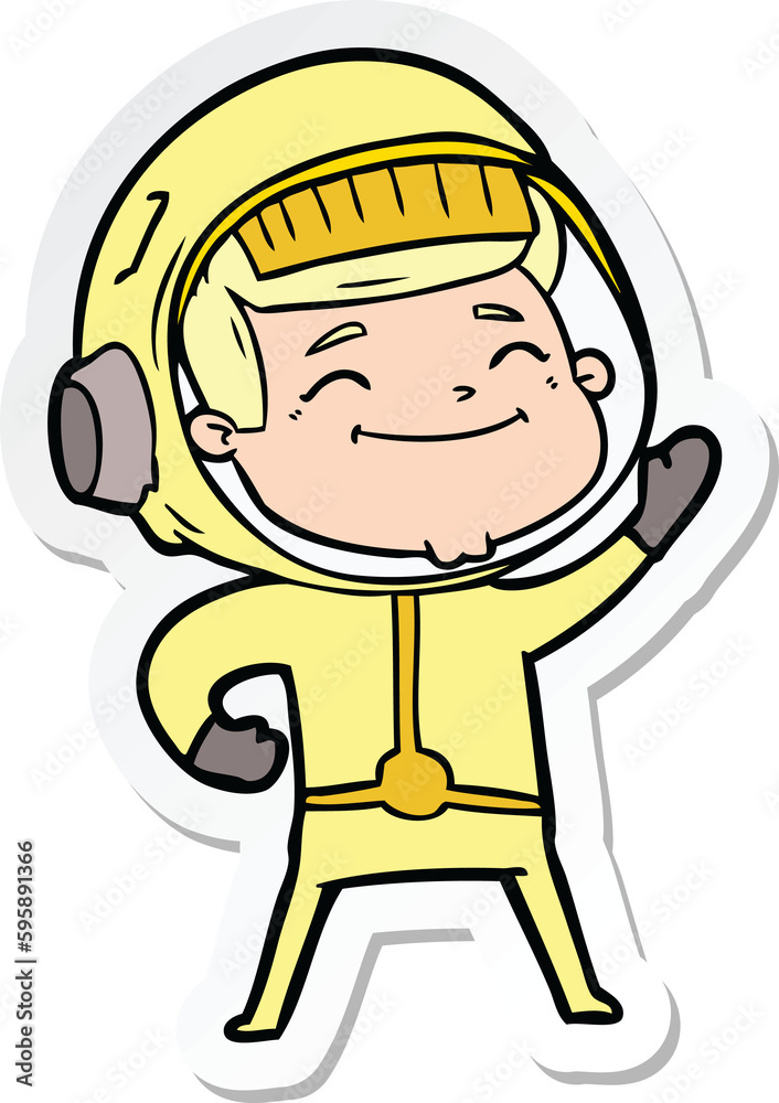sticker of a happy cartoon astronaut sticker of a happy cartoon astronaut