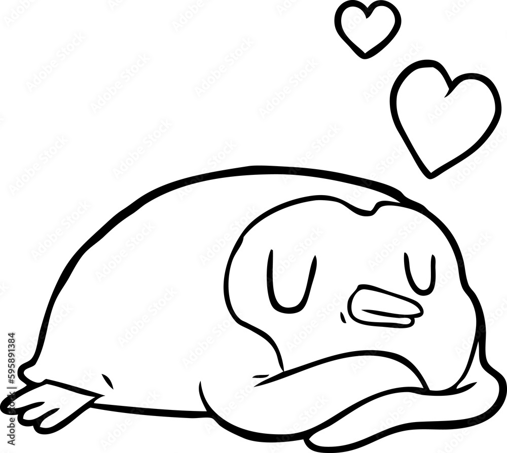 line drawing of a penguin with love hearts line drawing of a penguin with love hearts
