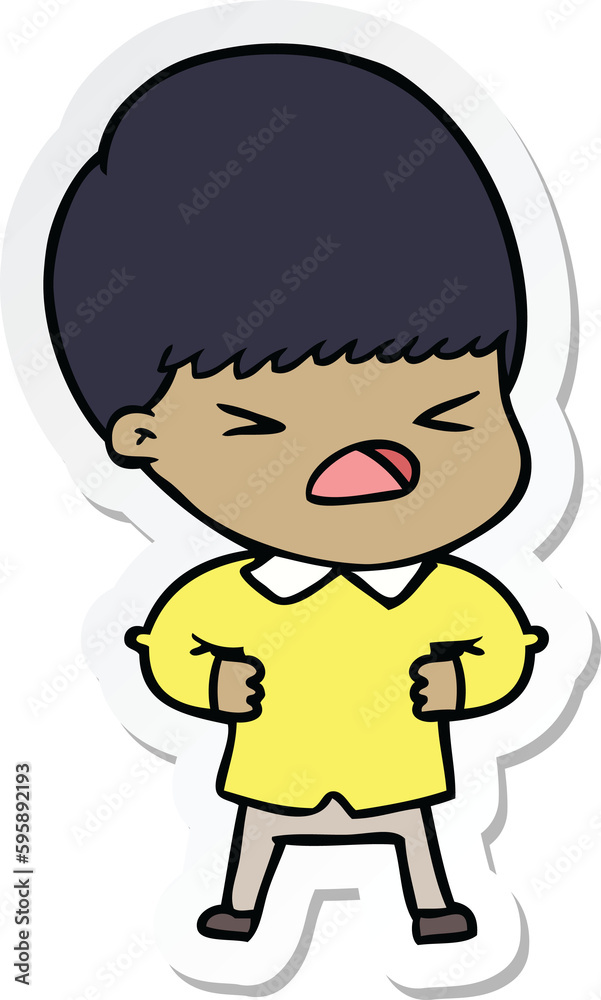 sticker of a cartoon stressed man