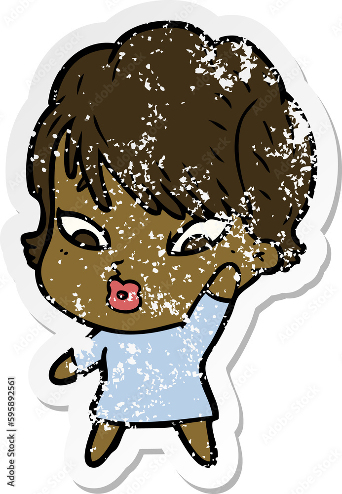 Fototapeta premium distressed sticker of a cartoon woman