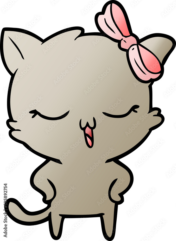 cartoon cat with bow on head and hands on hips cartoon cat with bow on head and hands on hips