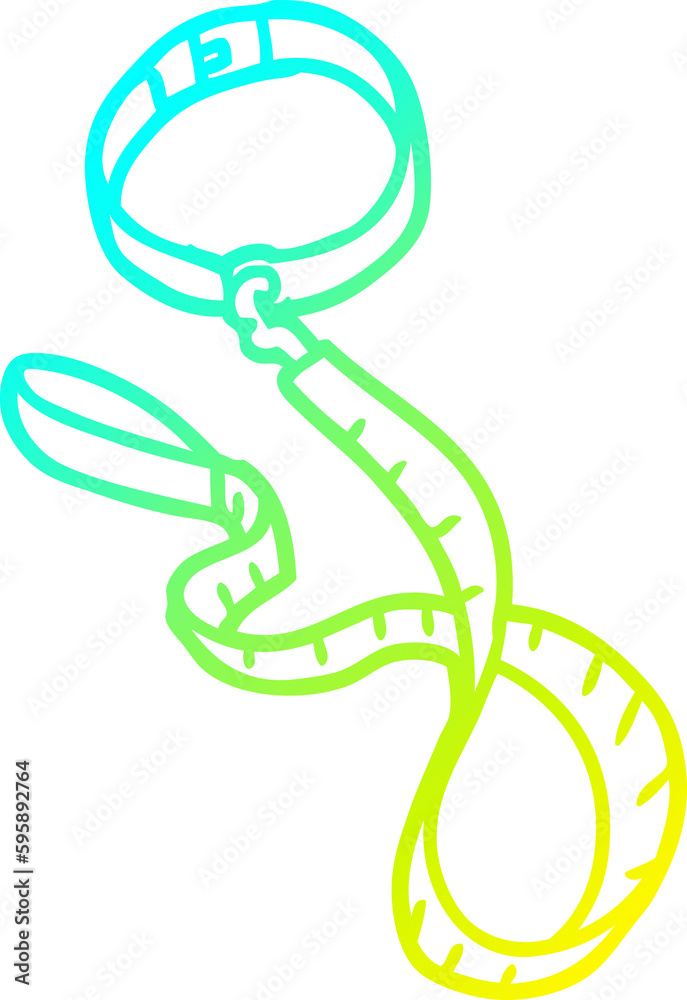 Obraz premium cold gradient line drawing of a cartoon dog collar and leash