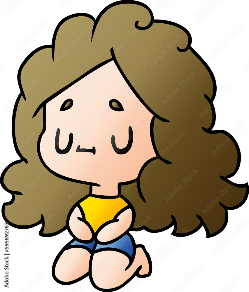 gradient cartoon illustration of a cute kawaii girl gradient cartoon illustration of a cute kawaii girl