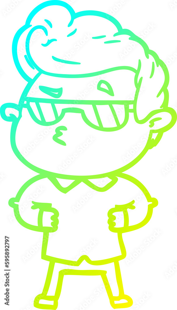 cold gradient line drawing of a cartoon cool guy cold gradient line drawing of a cartoon cool guy