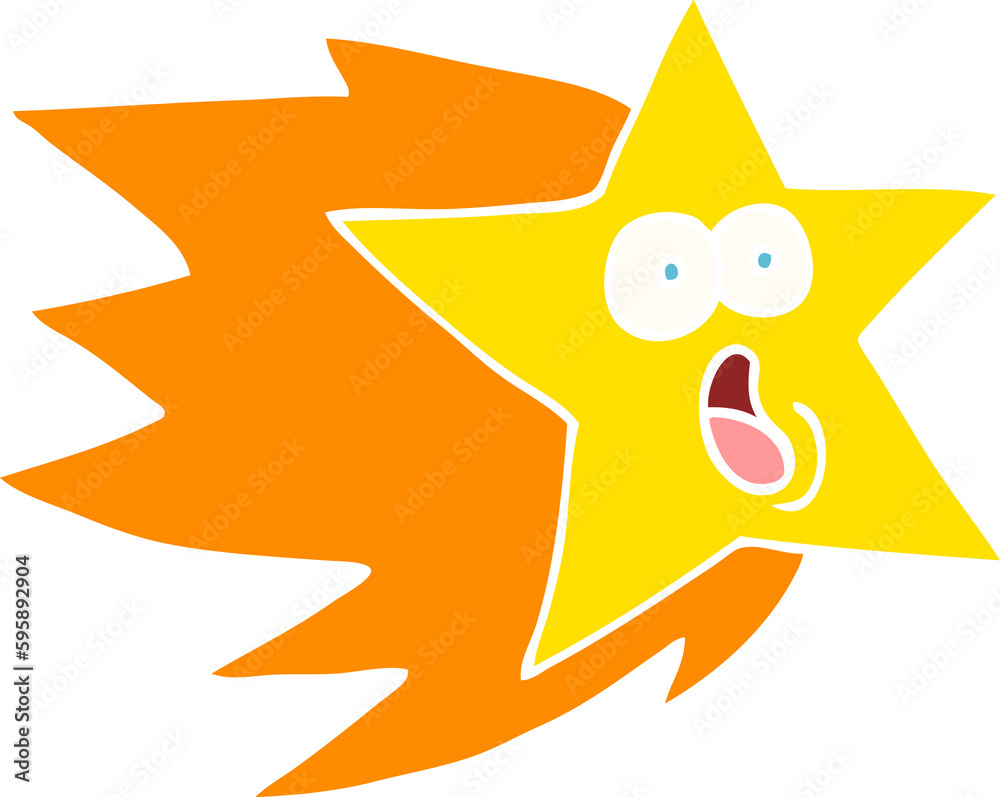 flat color illustration cartoon shooting star flat color illustration cartoon shooting star