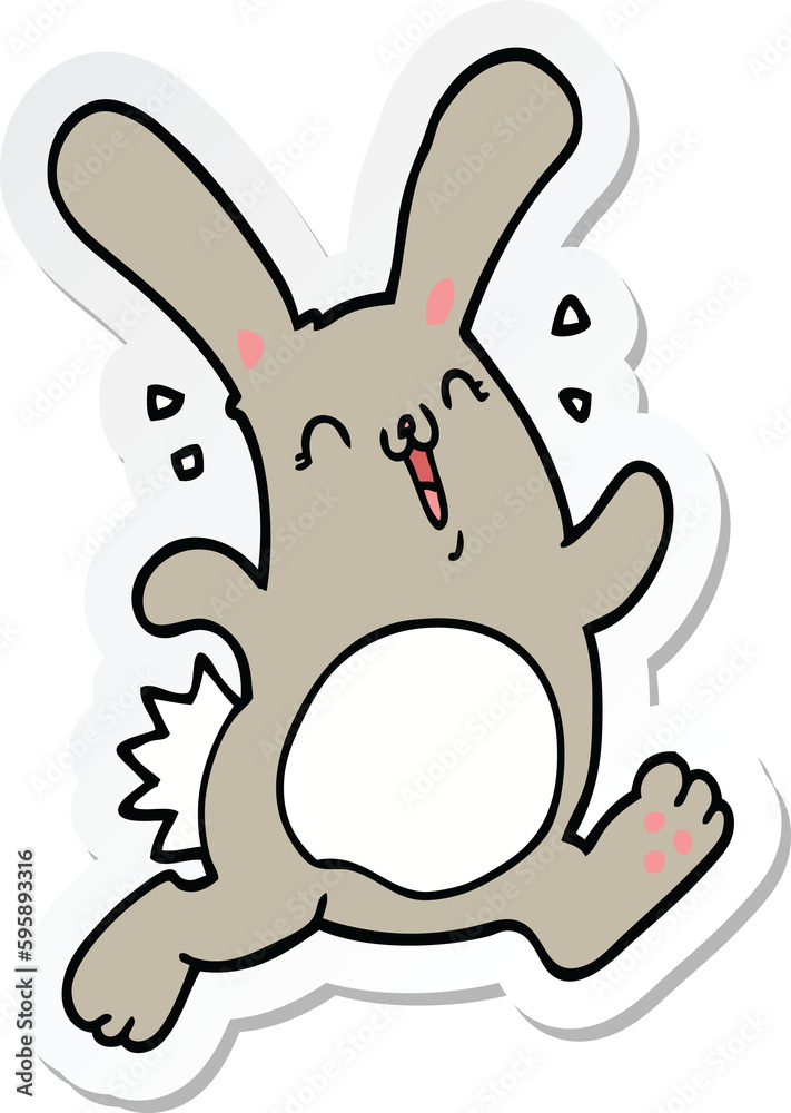 sticker of a cartoon rabbit