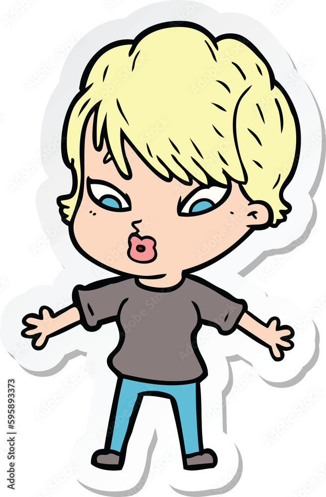 sticker of a cartoon woman sticker of a cartoon woman