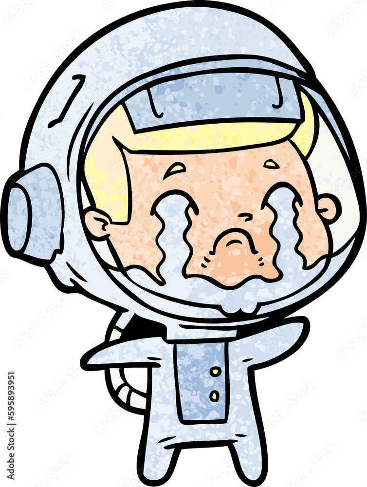 Obraz premium cartoon crying astronaut