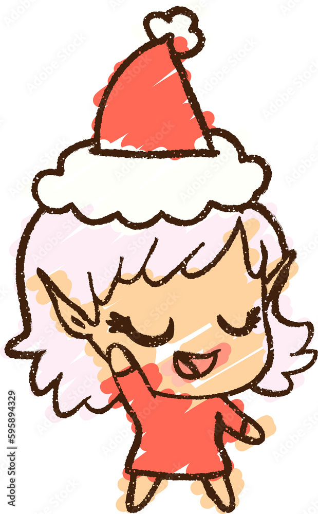 Christmas Elf Chalk Drawing Christmas Elf Chalk Drawing