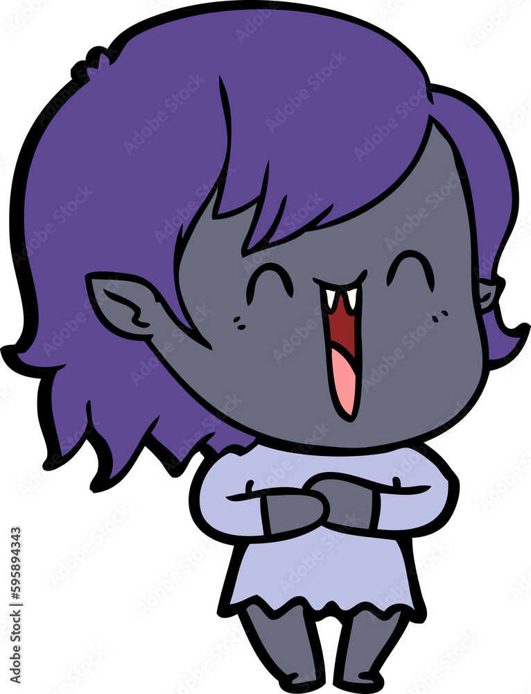 cute cartoon happy vampire girl