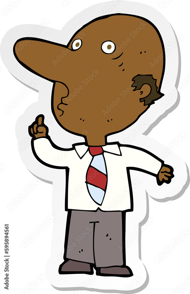 sticker of a cartoon bald man asking question