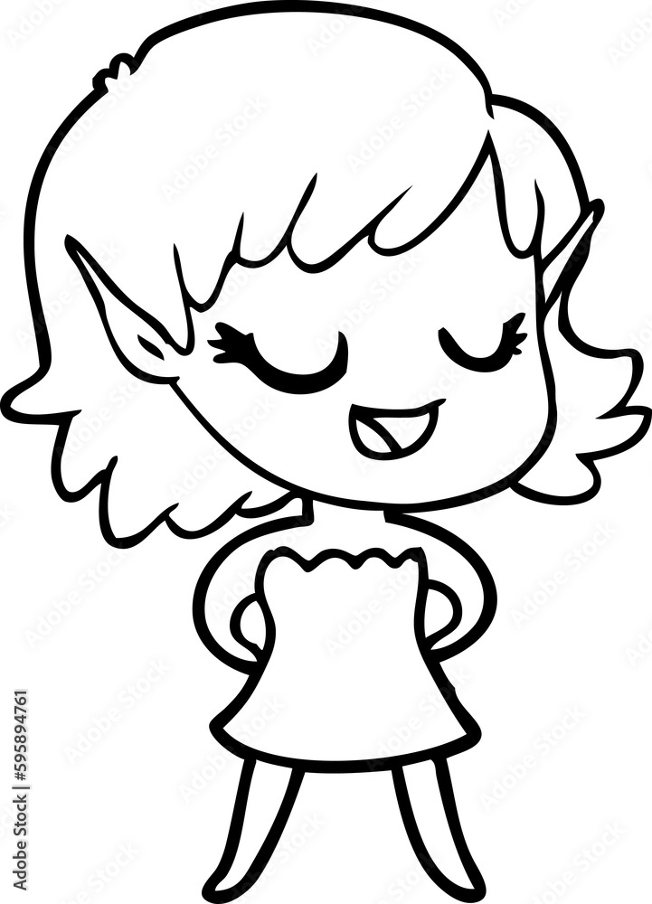 happy cartoon elf girl