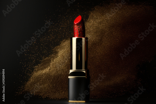 Red luxury lipstick. Illustration AI Generative.