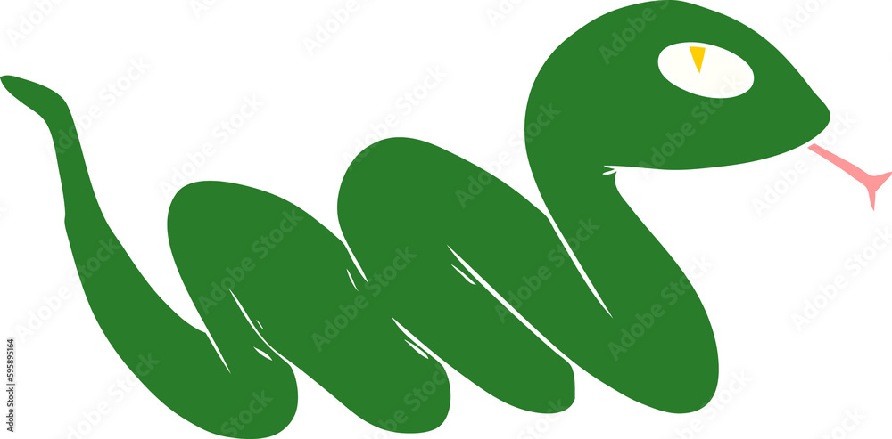 Fototapeta premium flat color style cartoon slithering snake