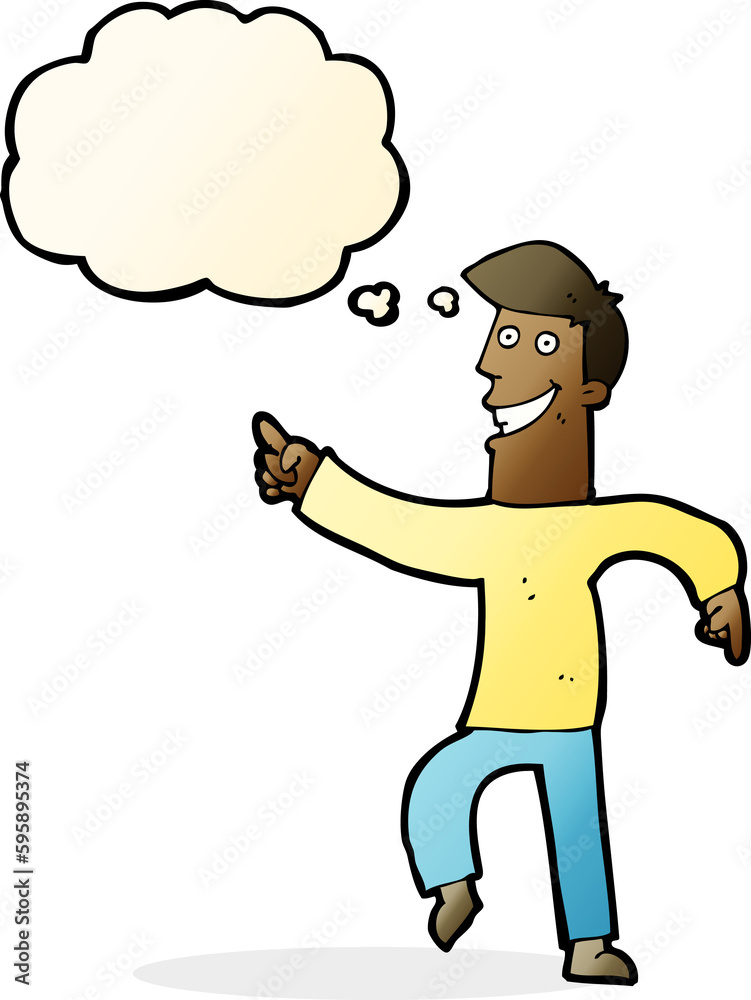 cartoon grinning man with thought bubble cartoon grinning man with thought bubble