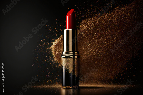 Red luxury lipstick. Illustration AI Generative.