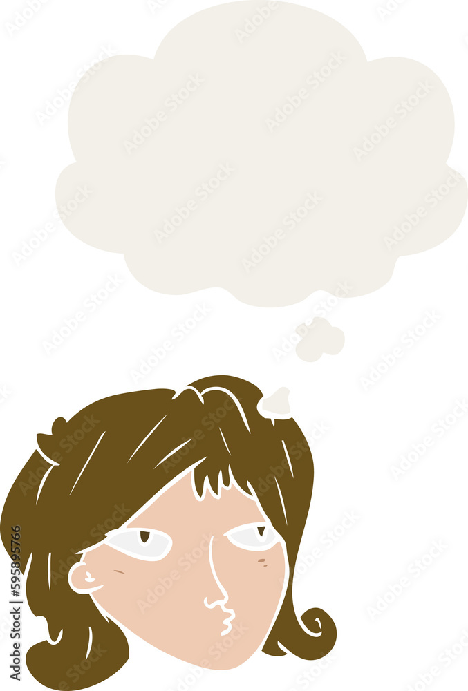 cartoon woman with thought bubble in retro style cartoon woman with thought bubble in retro style