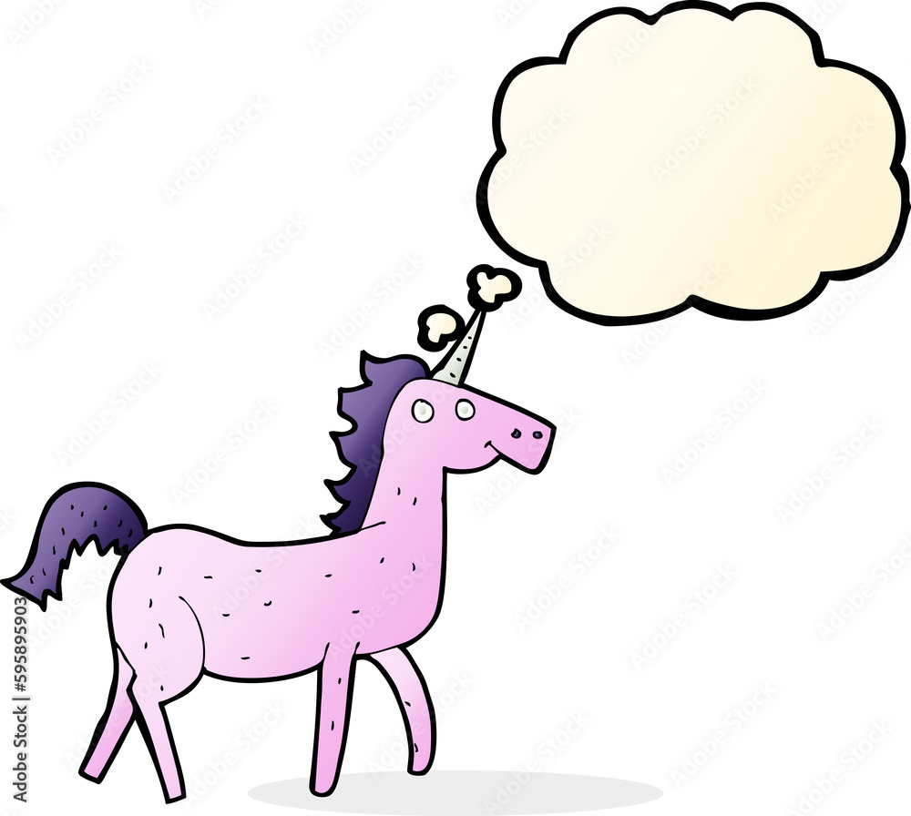 cartoon unicorn with thought bubble cartoon unicorn with thought bubble