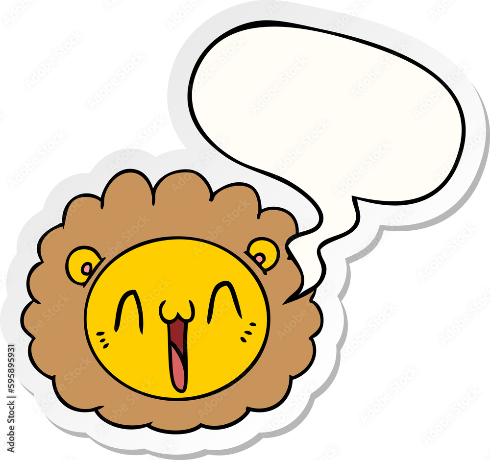 cartoon lion face with speech bubble sticker cartoon lion face with speech bubble sticker