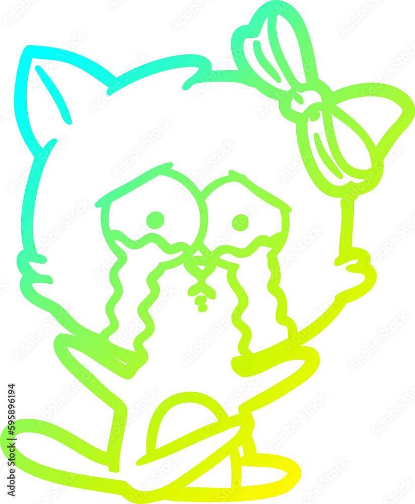 cold gradient line drawing of a cartoon cat cold gradient line drawing of a cartoon cat