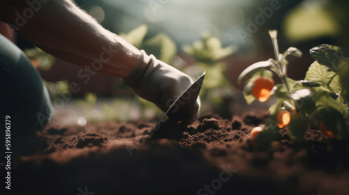 Gardening background. Illustration AI Generative.
