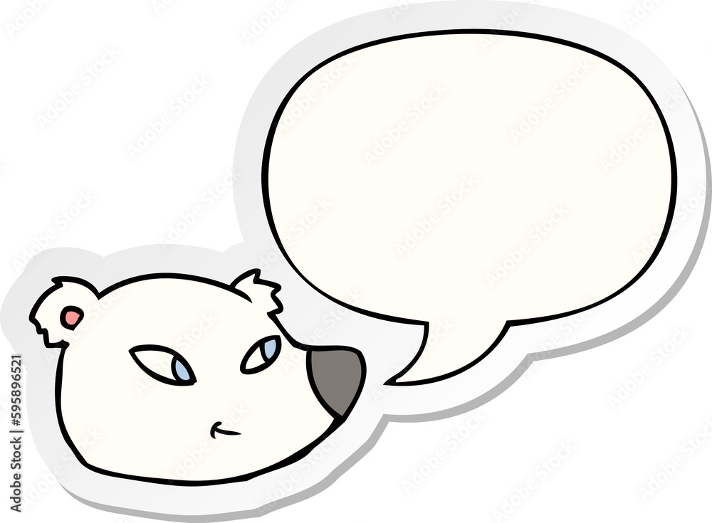 cartoon polar bear face with speech bubble sticker cartoon polar bear face with speech bubble sticker