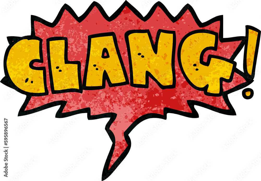 cartoon word clang with speech bubble in retro texture style cartoon word clang with speech bubble in retro texture style