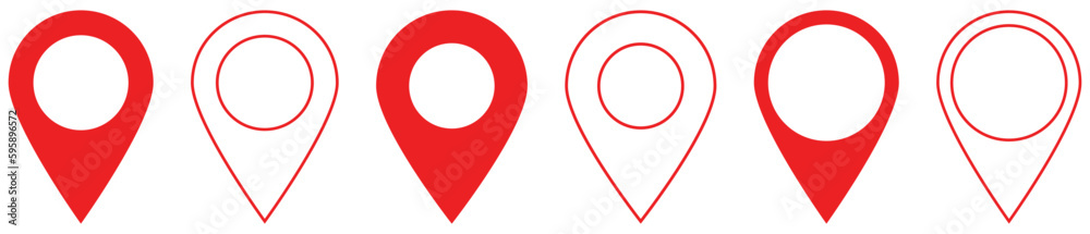 Set of location red icons. Design can use for web and mobile app. Vector illustration Set of location red icons. Design can use for web and mobile app. Vector illustration