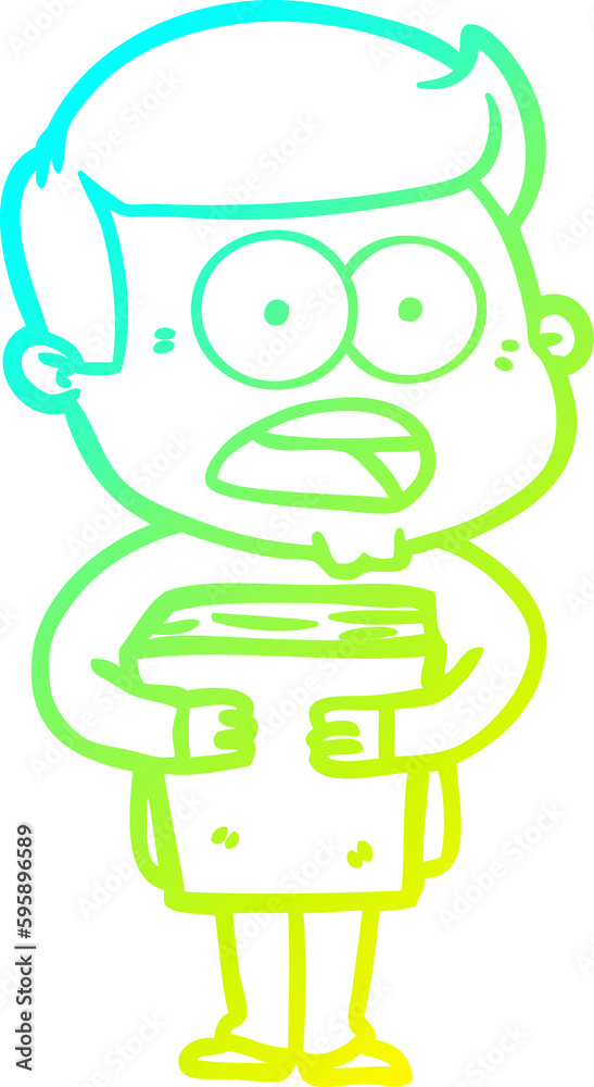 cold gradient line drawing of a cartoon shocked man cold gradient line drawing of a cartoon shocked man