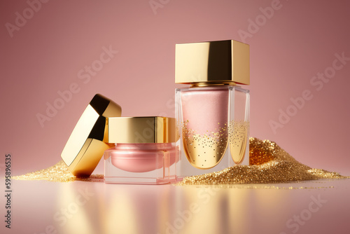 Luxury cosmetic product background. Illustration AI Generative.