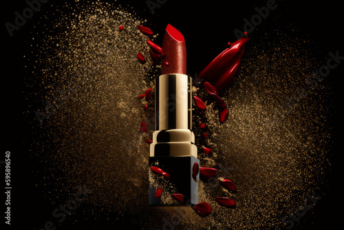 Red luxury lipstick. Illustration AI Generative.