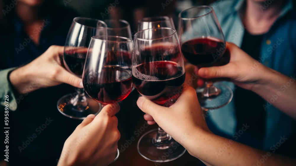 People's hands are minted with glasses of wine Illustration AI Generative. People's hands are minted with glasses of wine Illustration AI Generative.