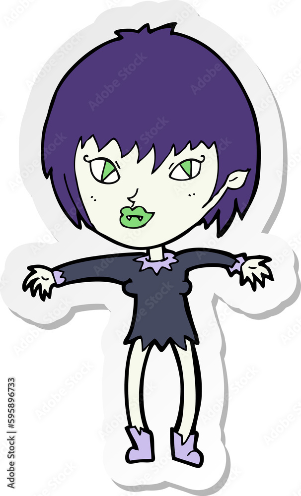 sticker of a cartoon vampire girl sticker of a cartoon vampire girl