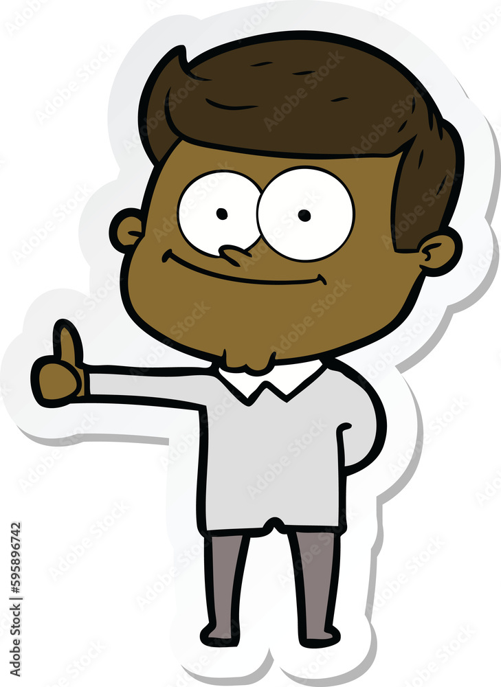 sticker of a cartoon smiling man sticker of a cartoon smiling man